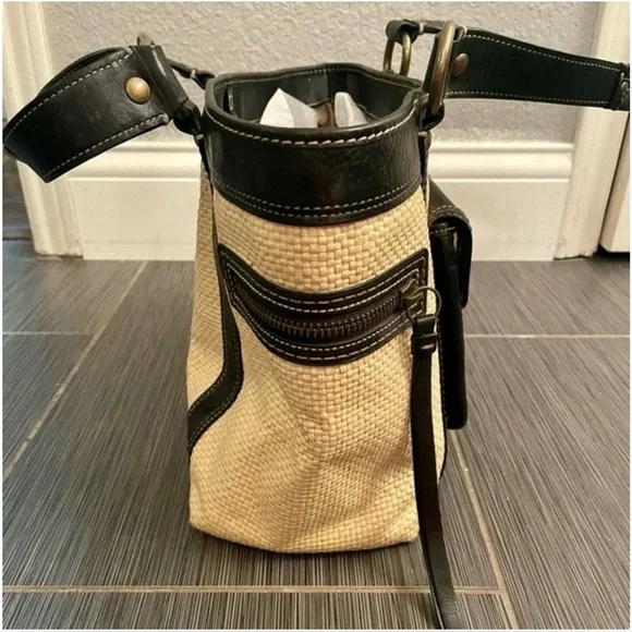 SOLD (outside Poshmark) Vintage Coach Legacy Straw and Leather Tote - Picture 5 of 5